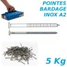 Pointes bardage 2,5x60mm Inox A2 annelées tête bombée par 5Kg