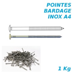 Pointes bardage 2,5x60mm Inox A4 annelées tête bombée par 1Kg