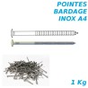 Pointes bardage 2,5x60mm Inox A4 annelées tête bombée par 1Kg