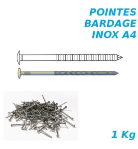 Pointes bardage 2,5x60mm Inox A4 annelées tête bombée par 1Kg