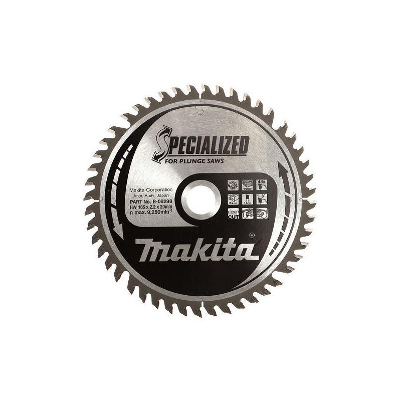 Lame scie plongeante 165 AL 20 mm 48 dents Makita B-09298