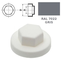 Capuchons RAL 7022 gris anthracite pour vis autoperceuses TH diamètre 6,3mm par 250