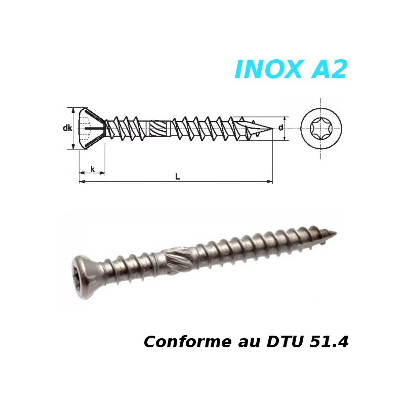 Vis terrasse Inox A2 double filet