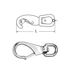 Mousqueton à émerillon - Inox A4 longueur 70mm