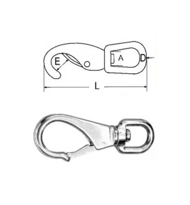 Mousqueton à émerillon - Inox A4 longueur 94mm