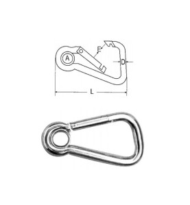 Mousqueton à œil asymétrique - Inox A4 diamètre 5mm