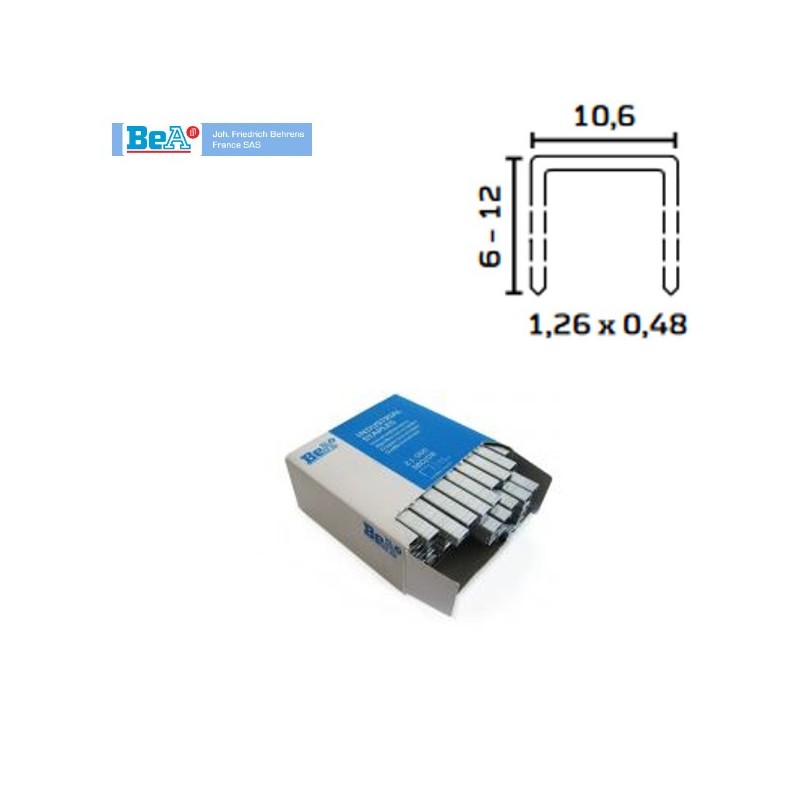 Agrafes BEA 10,6 mm longueur 10 mm type 11 galvanisées pour marteau agrafeur par 5000