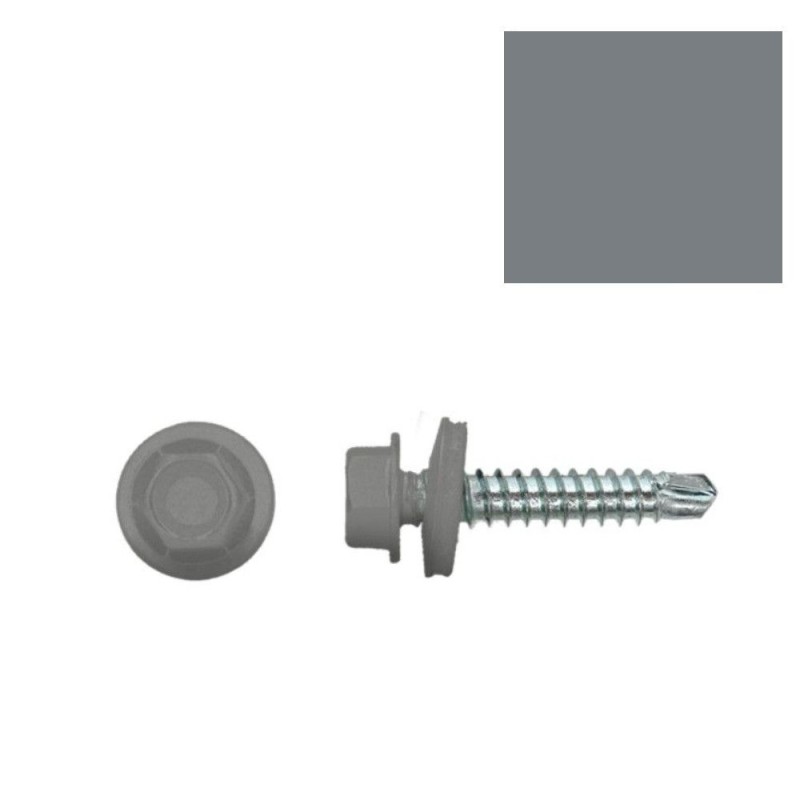 Vis autoperceuses RAL 7037 gris poussière tête hexagonale par 100