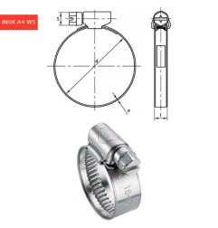 Colliers à bande Inox A4 W5 9,15 mm plage de serrage 8 à 12mm par 50