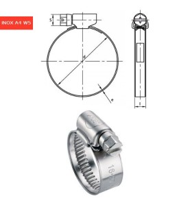 Colliers à bande Inox A4 W5 9,15 mm plage de serrage 8 à 12mm par 50