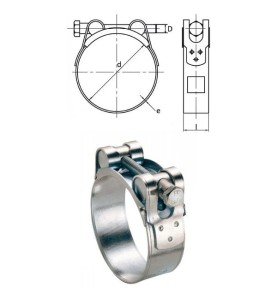 Colliers 32-35mm acier W1 à tournillons pour tuyaux épais et armés par 50