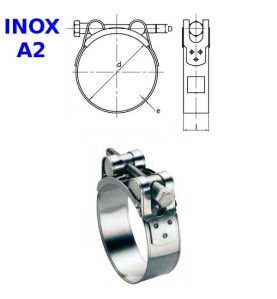 Colliers 17-19mm Inox A2 W4 à tournillons pour tuyaux épais et armés par 20