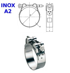 Colliers 44-47mm Inox A2 W4 à tourillons pour tuyaux épais et armés par 20