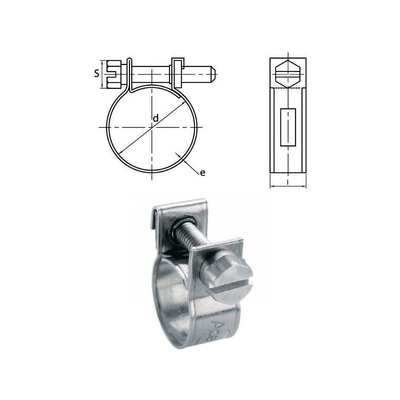 Colliers 7-9mm Inox A2 W4 Miniclamp pour petits diamètres par 50