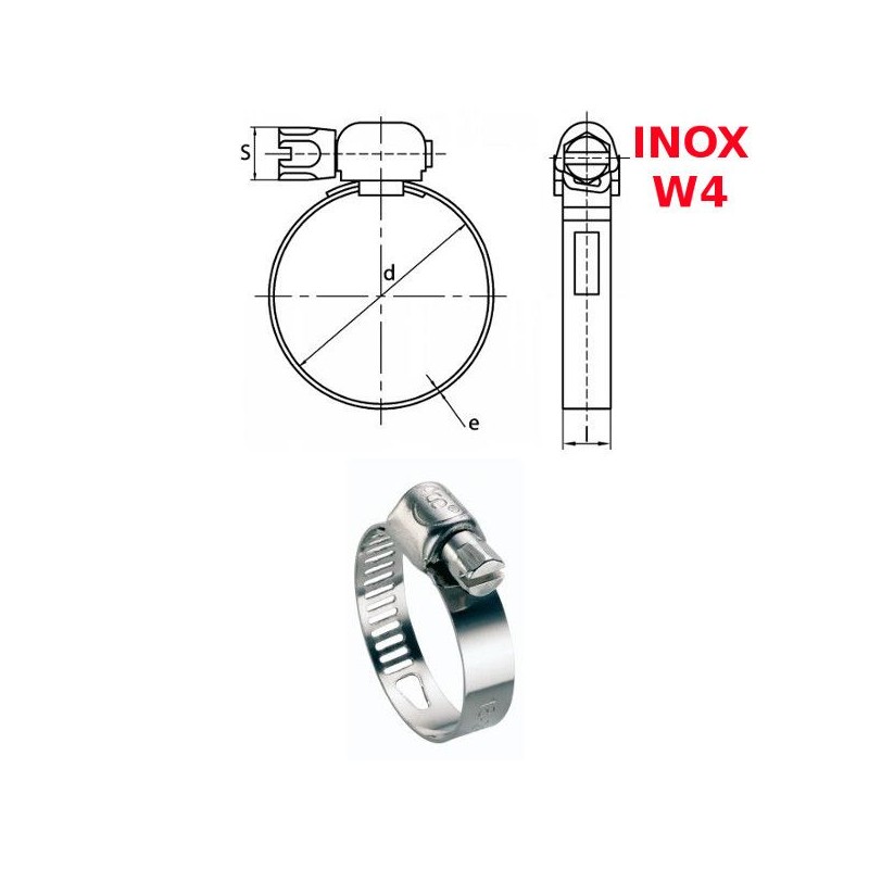 Colliers Inox W4 8mm plage de serrage 8-12mm bande perforée par 100