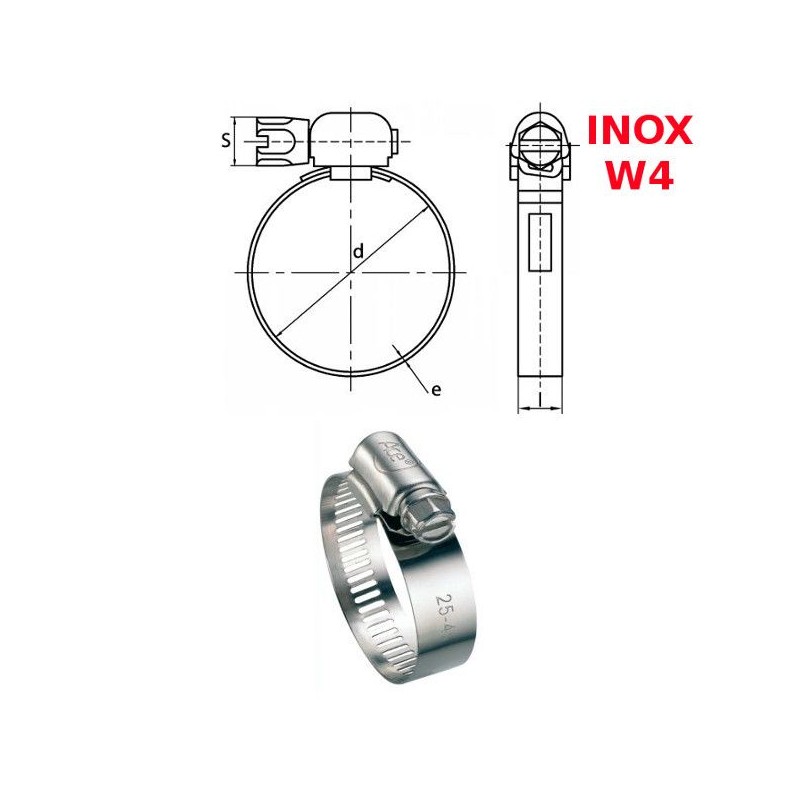 Colliers Inox W4 13mm plage de serrage 14-22mm bande perforée par 50