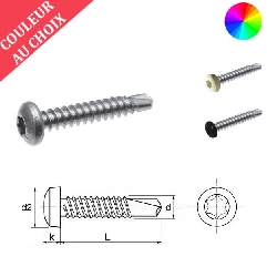 Vis autoperceuses 3,5x16 mm couleur au choix tête cylindrique Torx par 2000