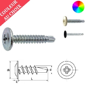 Vis autoperceuses 4,2x25 mm couleur au choix tête rondelle Ph par 1000