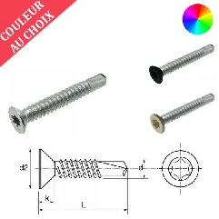 Vis autoperceuses 3,5x9,5 mm couleur au choix tête fraisée Torx par 2000