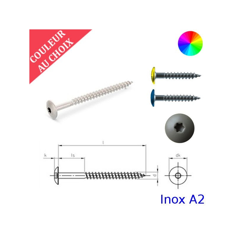 Vis pour panneaux de façade 4,8x25 mm couleur au choix par 500 Inox A2