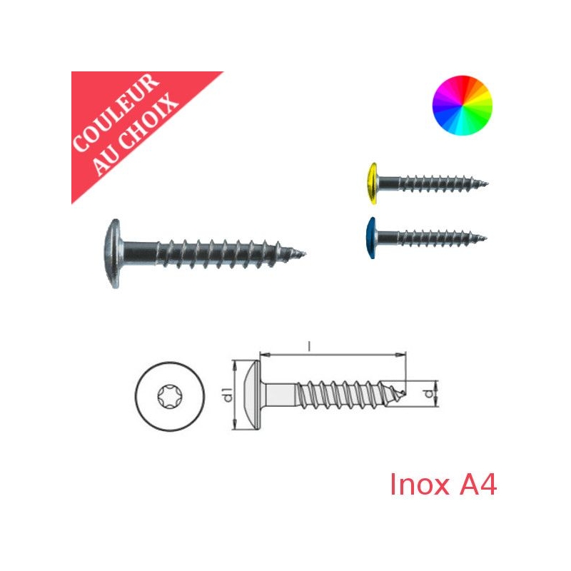 Vis pour panneaux de façade 5,5x35 mm couleur au choix par 500 Inox A4