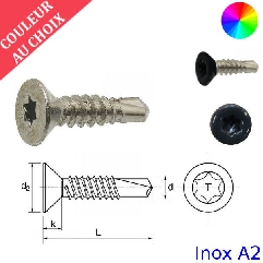 Vis autoperceuses 3,5x16 mm couleur au choix tête fraisée Inox A2 par 1000