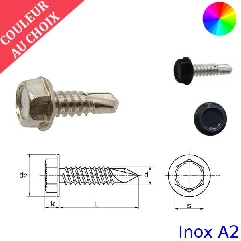 Vis autoperceuses 3,5x9,5 mm couleur au choix tête hexagonale Inox A2 par 1000