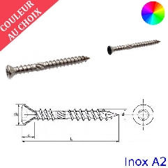 Vis terrasse 5X80 mm couleur au choix tête fraisée Torx Inox A2 par 200