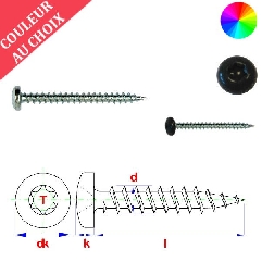 Vis bois 3,5x16 mm tête cylindrique couleur au choix torx par 1000