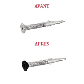 Vis autoperceuses 4,8x28 mm couleur au choix tête fraisée Inox A2 Bi-métal  par 400