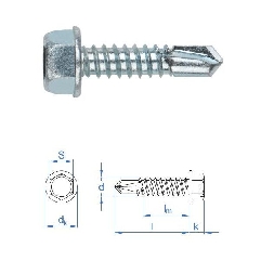 Vis autoperceuses 5,5x19 mm tête hexagonale zinguée par 500