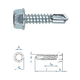 Vis autoperceuses 5,5x19 mm tête hexagonale zinguée par 500