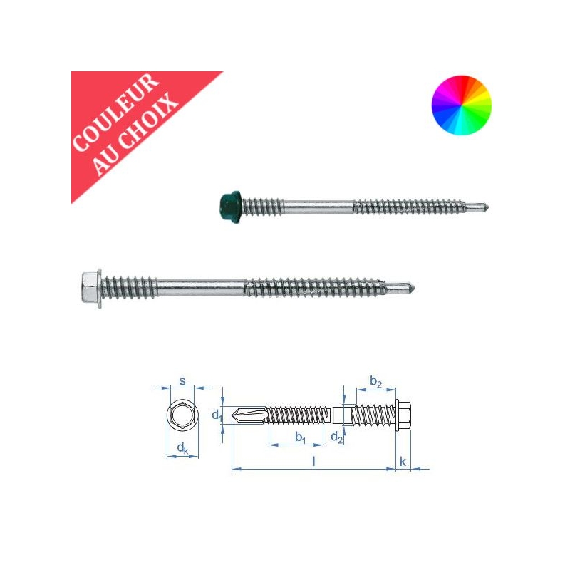 Vis 5,5x98 mm pour panneaux sandwich couleur au choix par 200