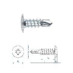 Vis  autoperceuse 3,5x9,5 mm tête type rivet zinguée par 500