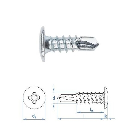 Vis  autoperceuse 3,5x9,5 mm tête type rivet zinguée par 500