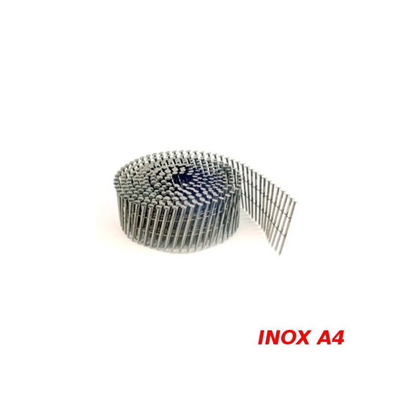 Pointes 2,1x38 mm en rouleaux 16° annelée tête bombée Inox A4 par 7000