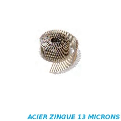 Pointes 2,3x45 mm en rouleaux 16° annelée tête plate zingué bichromaté 13 microns par 10800