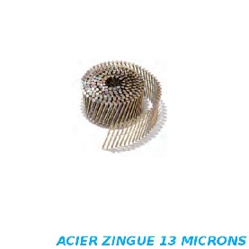 Pointes 2,3x45 mm en rouleaux 16° annelée tête plate zingué bichromaté 13 microns par 10800