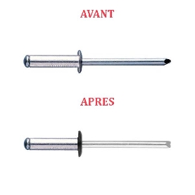 Rivets 3,2x8 mm couleur au choix tête plate standard alu acier par 1000