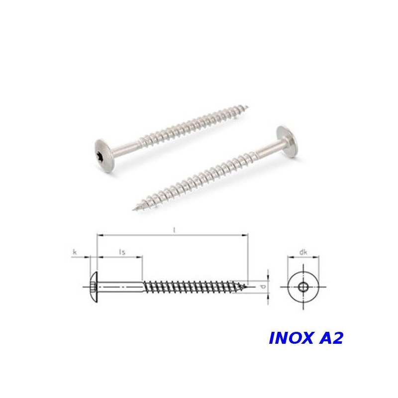 Vis pour panneaux de façade 4,8x38 mm Inox A2 par 100