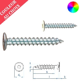 Vis tête extra plate 4,8x25 mm couleur au choix par 500