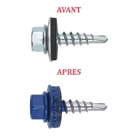 Vis autoperceuses 4,8x28 mm couleur au choix tête hexagonale zinguée support bois par 500