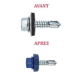 Vis autoperceuses 6,3x25 mm avec rondelle EPDM couleur au choix tête hexagonale zinguée support acier par 500