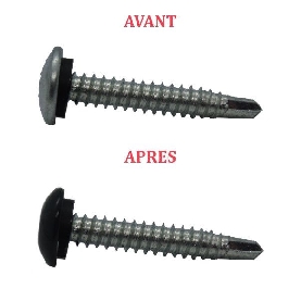 Vis autoperceuses 4,8x20 mm avec rondelle étancheité tête bombée zinguée bardage, façade couleur au choix par 200