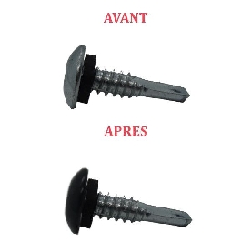 Vis autoperceuses 6,3x25 mm avec rondelle étancheité tête bombée zinguée bardage sur support acier couleur au choix par 200