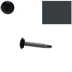 Vis autoperceuses 6,3x38 mm RAL 7016 Gris anthracite avec rondelle étancheité tête bombée zinguée sur support bois par 50