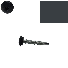 Vis autoperceuses 6,3x38 mm RAL 7016 Gris anthracite avec rondelle étancheité tête bombée zinguée sur support bois par 50