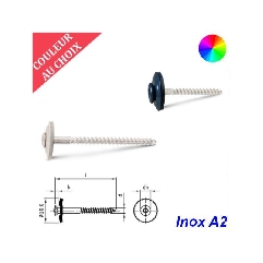 Vis de rive avec joint 20 mm 4,5x25 mm Inox A2 couleur au choix par 200