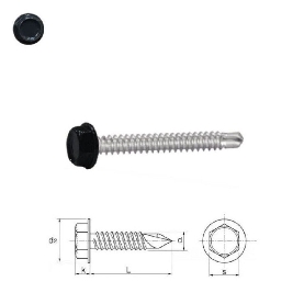 Vis autoperceuses 4,8x16 mm RAL 7016 gris anthracite tête hexagonale zinguée par 100