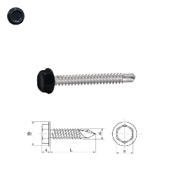 Vis autoperceuses 4,8x25 mm RAL 7016 gris anthracite tête hexagonale zinguée par 100